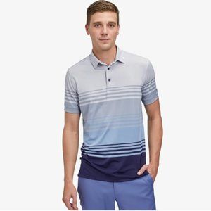 Mizzen+Main Gray Navy Striped Polo